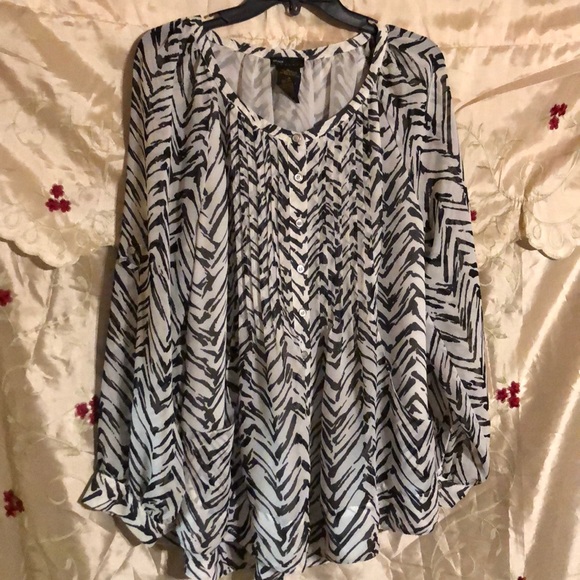 Grace Elements Zebra 🦓 Print Button Down Blouse - Picture 1 of 2